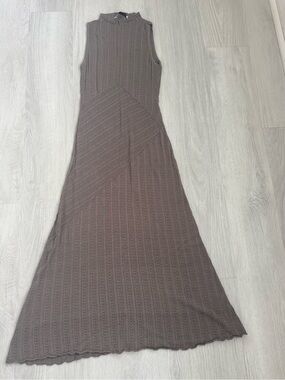 Zara Sleeveless Knit Midi Dress in Taupe Brown